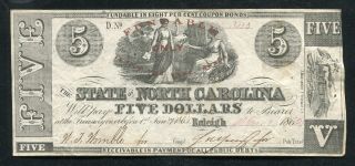 Cr.  86a 1862 $5 The State Of North Carolina Raleigh,  Nc Obsolete Banknote