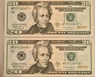 2017 $20 Dollar Star Notes,  4 Consecutive Uncirculated Crisp Bills 3