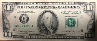 1990 (H) $100 One Hundred Dollar Bill Federal Reserve Note 3