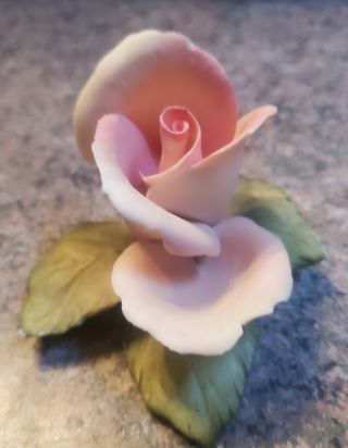 Vintage Capodimonte Style Fine Porcelain Pink Rose,  Figurine 2.  25 " X 3.  25 "