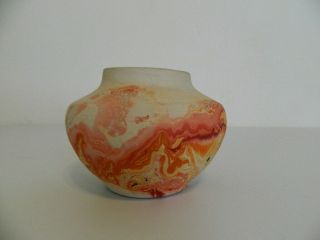 Vintage Nemadji Usa Clay Pottery Vase Orange Swirl