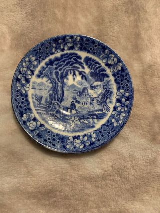 Blue And White Saucer Made In Japan - Farm Scene