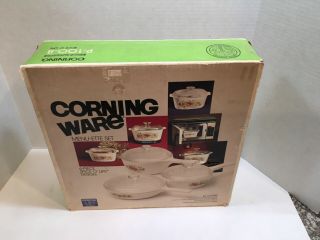 Corning Ware Spice Of Life P - 100 - 8 6 Piece Menu - Ette Set Sauce Pans Nos W/box