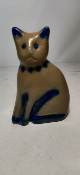 Bbp Beaumont Brothers 1994 Salt Glazed Pottery Cat Kitten Gray Blue Cobalt