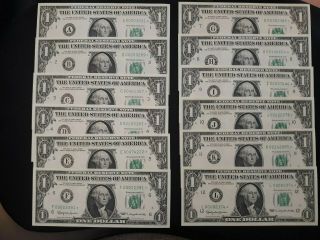 1963 $1 Star Note Federal Reserve District Set Of 12.  Low Serial S.  Gems 5