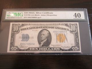 1934a $10 North Africa Silver Certificate Fr 2309 Pmg Label Error Xf40 Ww Ii