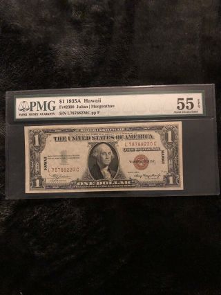 1935 A $1 Silver Certificate Hawaii Fr.  2300 Pmg Certified About Unc 55 1001