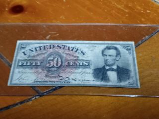 U.  S.  1863 50 Cent Fractional Currency Lincoln Circulated.  A Rarer Banknote