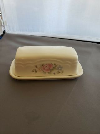 Pfaltzgraff Tea Rose Covered Butter Dish With Lid