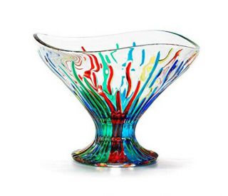 Murano Glass Large Fire Compote Bowl – Made & Hand Painted In Italy
