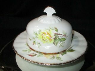 Paragon Texas Yellow Peace Rose Covered Butter Dish Or Cream Cheese Dish