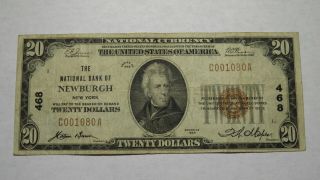 $20 1929 Newburgh York Ny National Currency Bank Note Bill Ch.  468 Rare