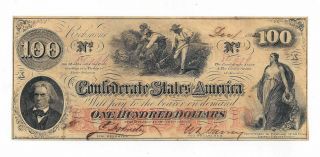 T - 41 1862 Confederate States Of America $100 Script Note Tx Interst Paid (04876)