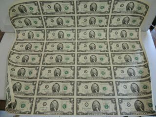 Sheet Of 32 Uncut $2 Federal Reserve Notes Series 2003 B Bank Of Ny