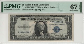 1935 D $1 Silver Certificate Note Fr.  1613 W Wide Pmg Gem Unc 67 Epq (798e)