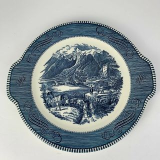 Royal China Currier And Ives Tab Handled Cake Plate Rocky Mountains Usa 11.  5 "