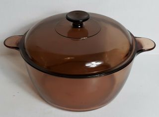 Corning Ware Visions Amber 4.  5l Dutch Oven Stock Pot Lid Usa