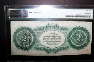 1873 $2 STATE OF SOUTH CAROLINA COLUMBIA,  SC Pen Cancelled PMG 58 OBSOLETE 2