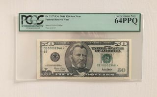 Pcgs 64 Ppq Fr.  2127 - E 2001 $50 Federal Reserve Star Note Low Serial - 00002946