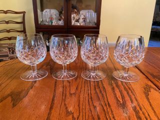 Set Of 4 Signed Galway Ireland Crystal Clifden Cut Foot Brandy Glasses,  5 "