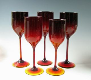 Josh Simpson Art Glass Ruby Colored Tall Wine Stem 5 Available