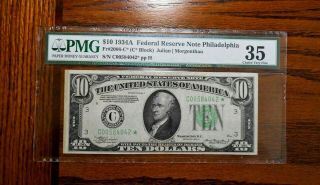 1934 - A $10 Federal Reserve Star Note ⭐ Pmg 35