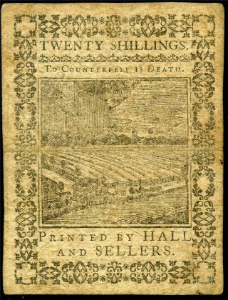 HGR SATURDAY 1773 20 Shillings Colonial PA (Pre Revolutionary War) Near UNC 2
