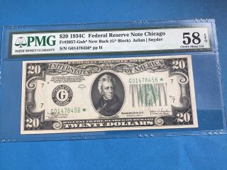 $20 1934 - C Star Federal Reserve Note 58 Epq.