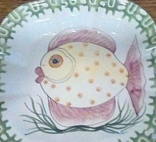 Zanolli Italian Hand Painted Whimsical Plate Fish Plate 9.  5 " X 9.  5 " Great Cond.