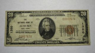 $20 1929 Auburn York Ny National Currency Bank Note Bill Ch.  1350 Fine,