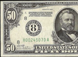 1928 $50 Dollar Bill St Louis Numerical 8 Gold On Demand Note Fr 2100 - H Crisp Ef