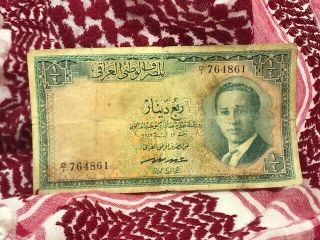 Dinar From Iraq 1/4 Dinar 1955 Kg.  Faisal Ii Series D/1 Circulated Banknote