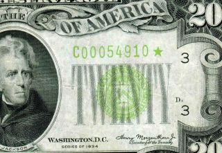 Star $20 1934 Lgs Lime ( (light Green Seal))  Federal Reserve Note