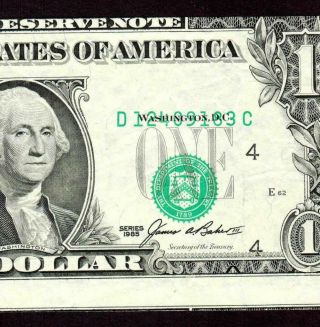 ((error))  $1 1985 Federal Reserve Note ( (misaligned))  Currency