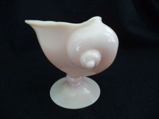 Cambridge Crown Tuscan Coral Pink Footed Ivy Bowl Nautilus Sea Shell 6in Tall