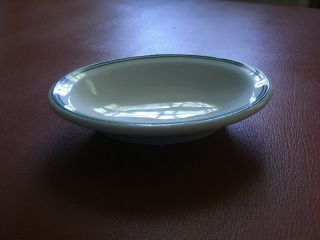 Vintage Shenango Restaurant Ware Small White Oval Relish Dish With 2 Green Bands