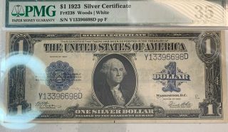 1923 $1 Blue Seal Silver Certificate (woods White) Fr 238 Pmg Choice Vf 35