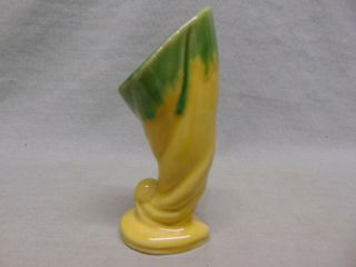 Vintage Shawnee Pottery 735 Yellow & Green Cornucopia Bud Vase