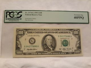 1993 $100 Chicago 100 Dollar Bill Pcgs Graded 40 Ppq