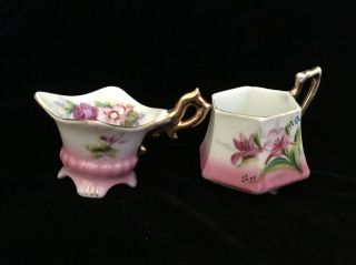(2) Vintage Miniature Moriyama Mori - Machi Hand Painted Floral Tea Cups