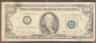 1990 (e) 100 Dollar Bill