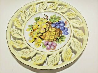 Vintage Royal Halsey 8 " Reticulated Decorative Plate With Fruit