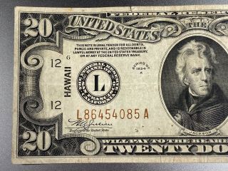 Series 1934 A Twenty Dollars Silver Certificate HAWAII $20 Note 2