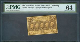 25¢ Fractional Currency Fr.  1281,  Pmg Choice Unc.  64