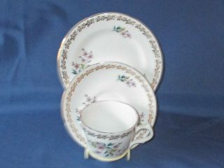 Vintage Royal Grafton China England Floral Pattern Tea Cup Saucer & Plate Set