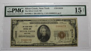 $20 1929 Silver Creek York Ny National Currency Bank Note Bill Ch.  10258
