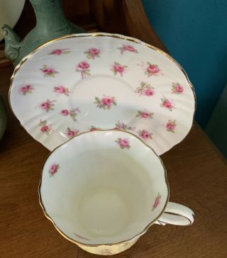 Royal Albert Art Deco Hand Painted Pink Roses Cup and Saucer,  England 2