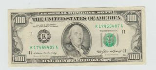 Old $100 Dollar Bill Series 1985 Federal Reserve Bank Of Dallas -