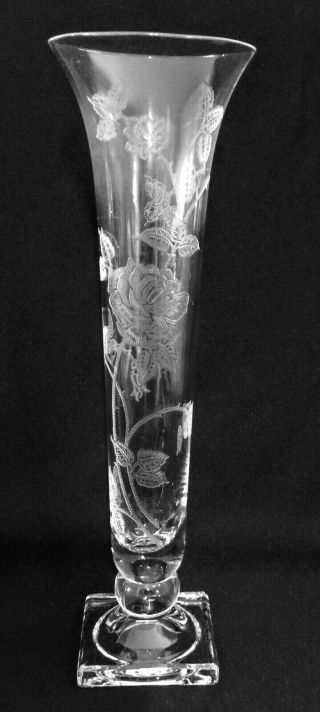 Heisey Rose 8 3/8 " Tall Bud Vase: Square Foot