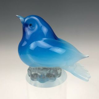 Murano Italy Studio Hand Blown Blue Song Bird Italian Art Glass Figurine 2 Hed
